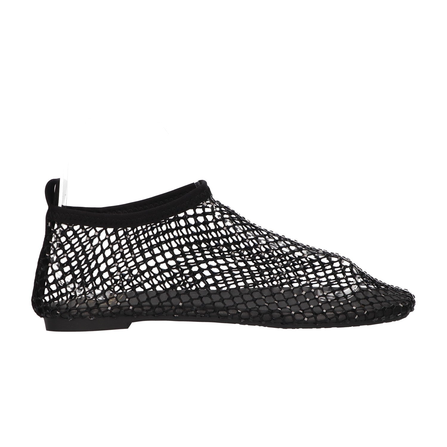 Flats met steentjes zwart mesh