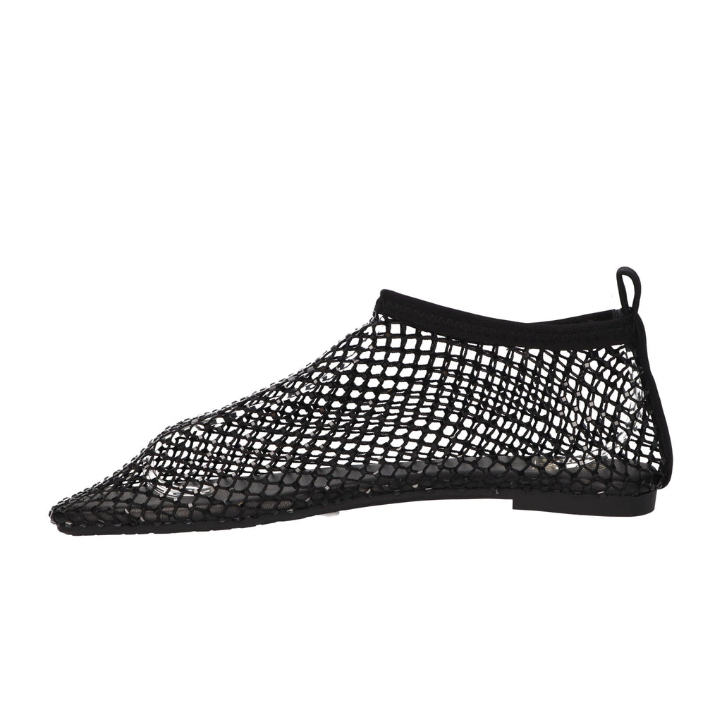 Flats met steentjes zwart mesh