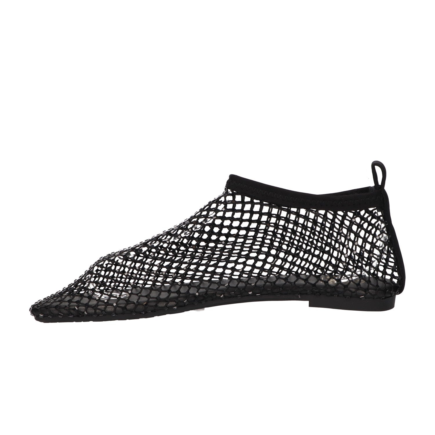 Flats met steentjes zwart mesh