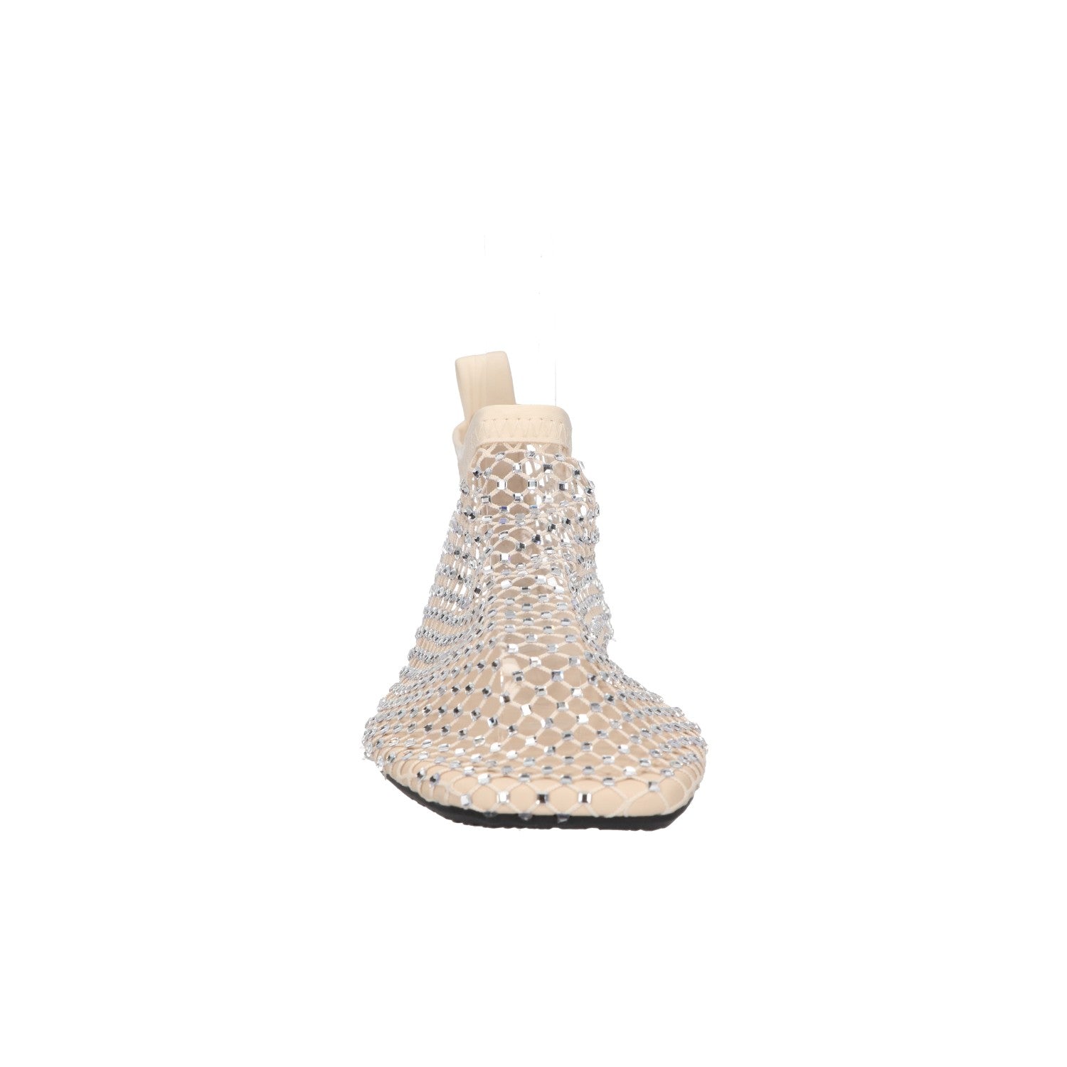 Flats met steentjes wit mesh