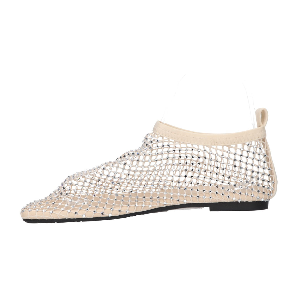 Flats met steentjes wit mesh