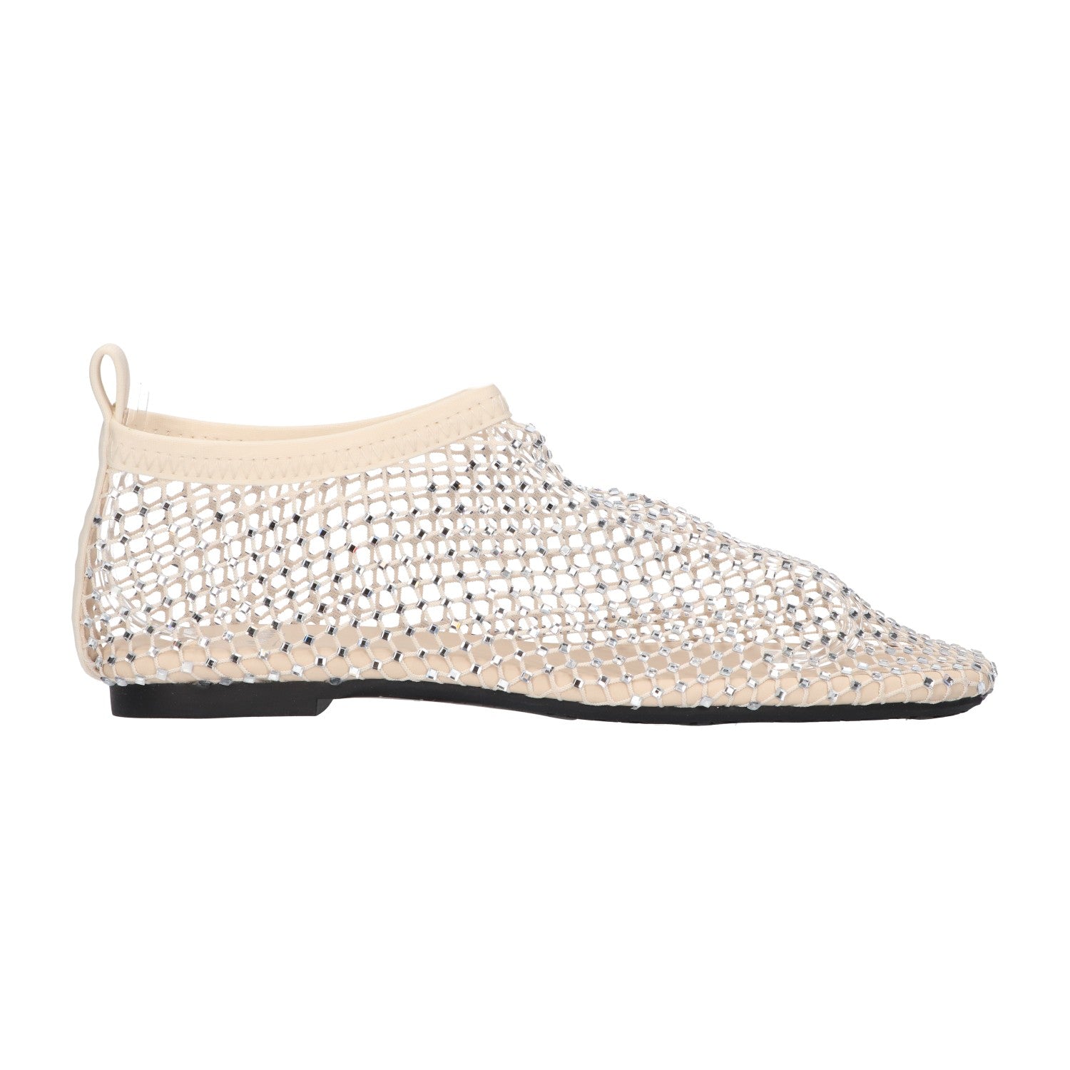 Flats met steentjes wit mesh