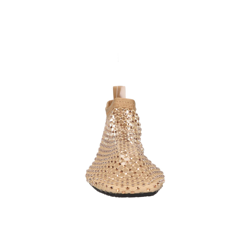 Flats met steentjes goud mesh