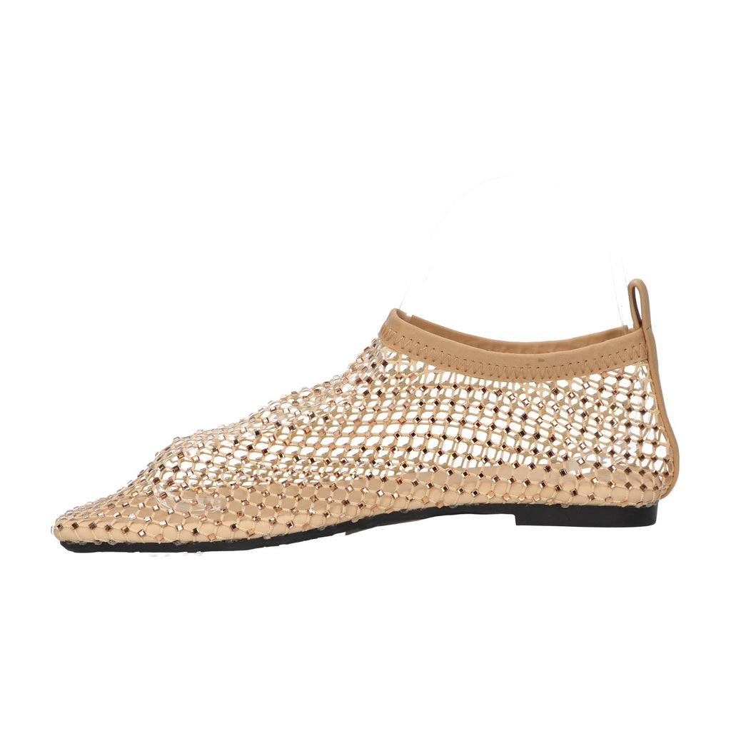 Flats met steentjes goud mesh