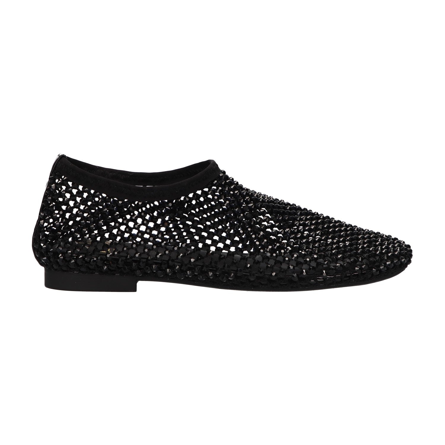Flats met steentjes zwart mesh
