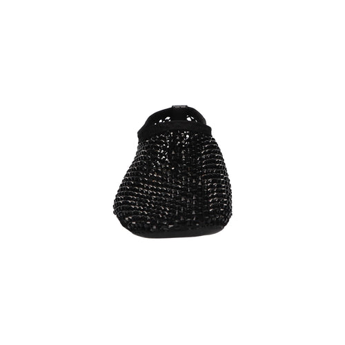 Flats met steentjes zwart mesh