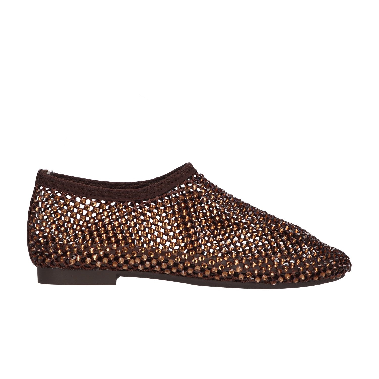 Flats met steentjes bruin mesh