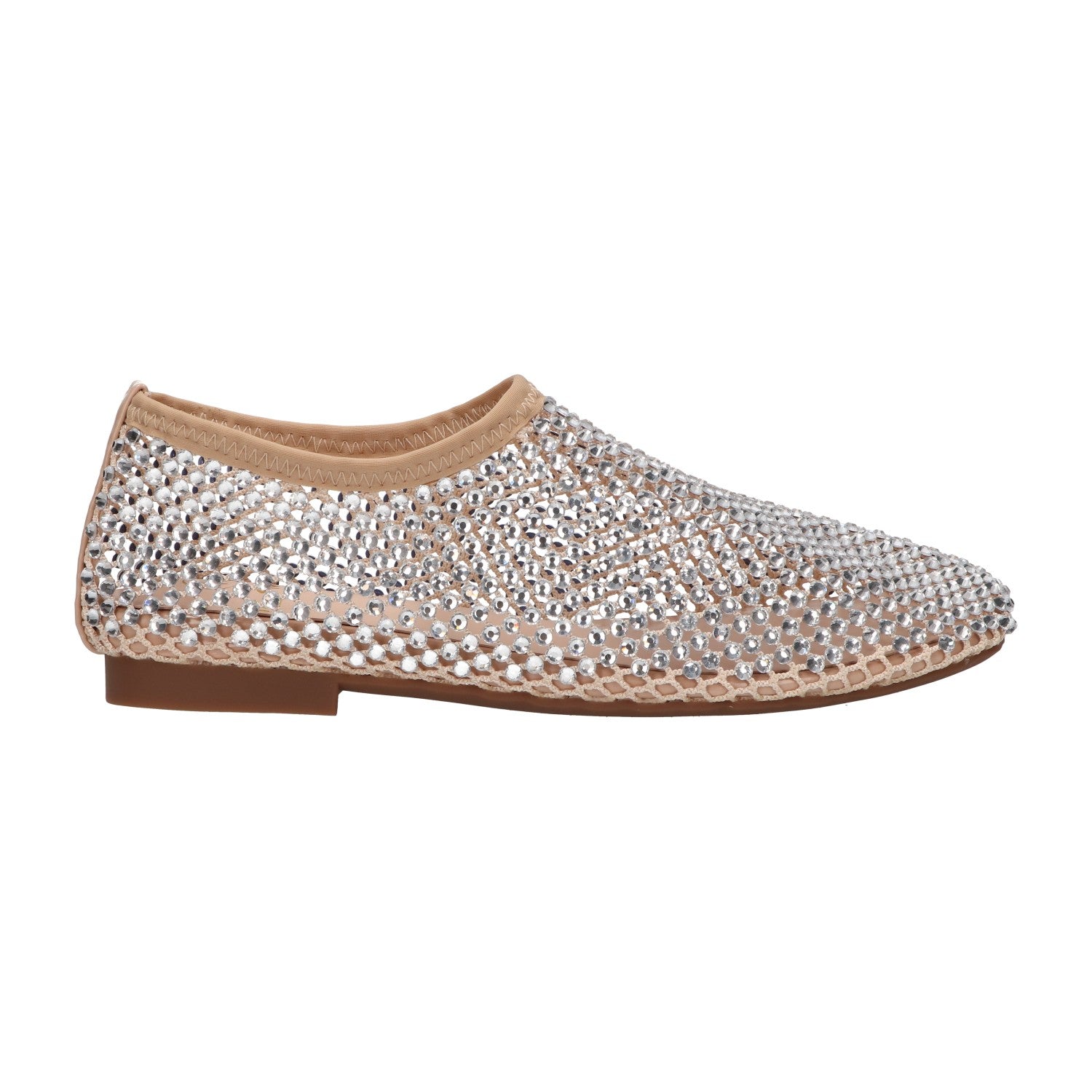 Flats met steentjes beige mesh