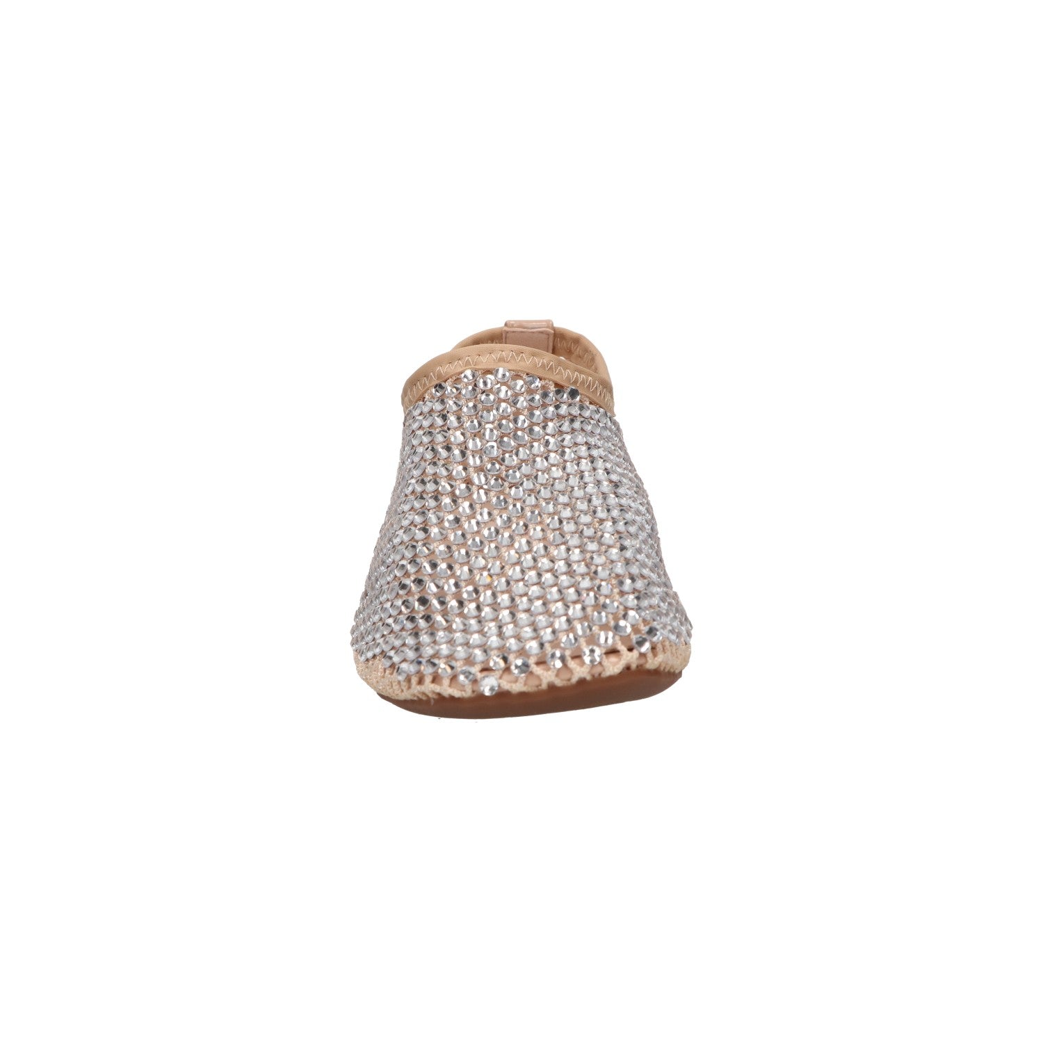 Flats met steentjes beige mesh