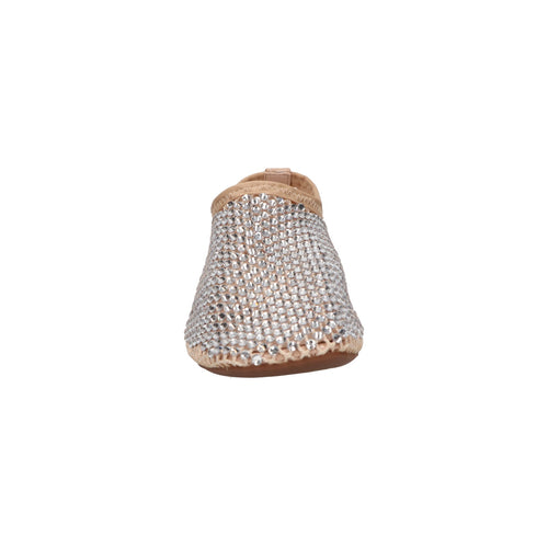 Flats met steentjes beige mesh