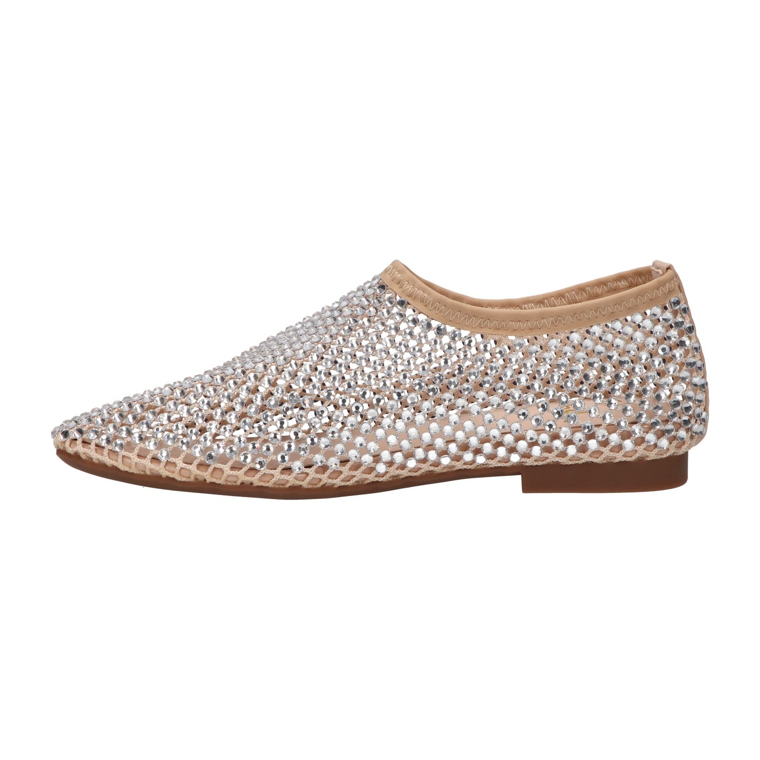 Flats met steentjes beige mesh