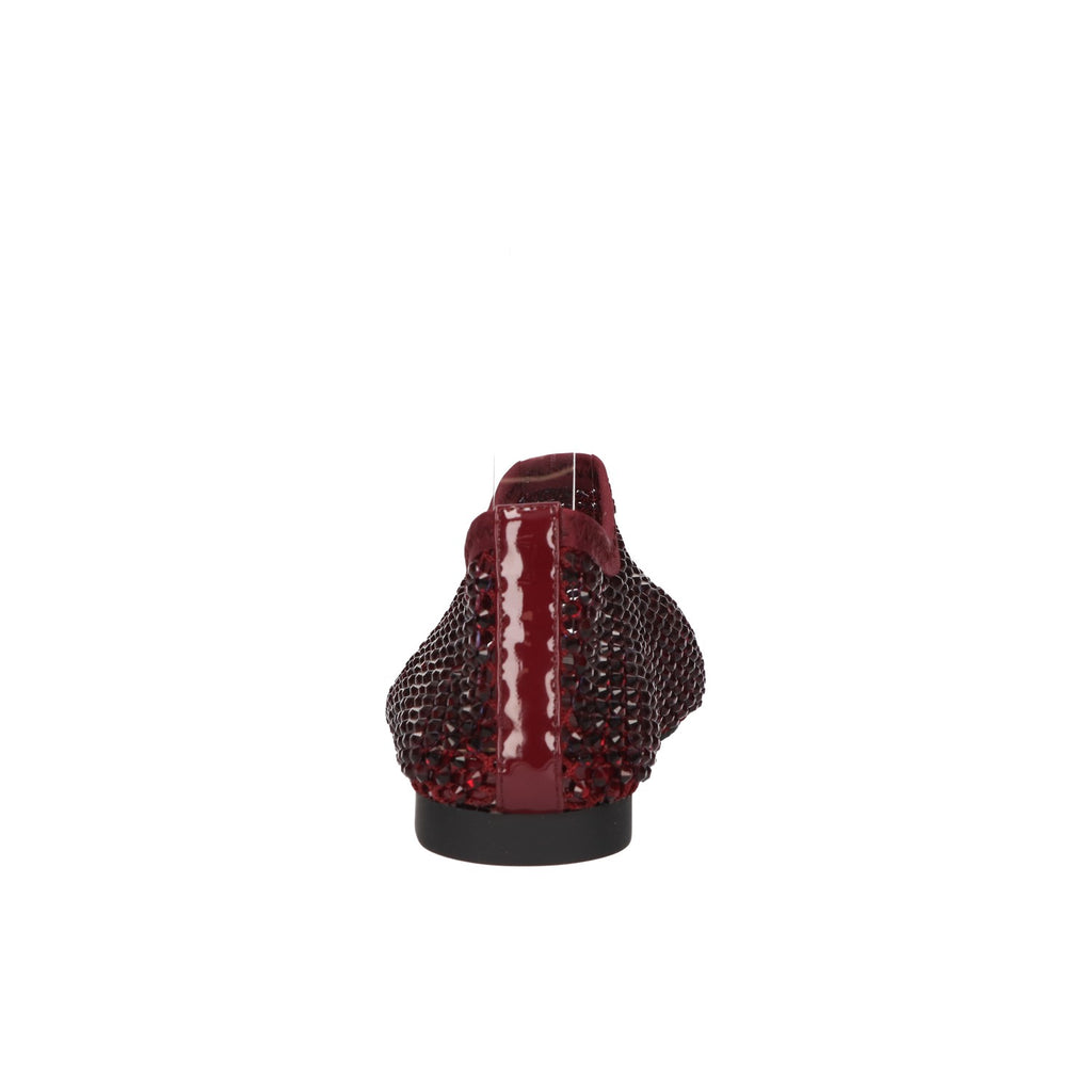 Flats met steentjes bordo mesh