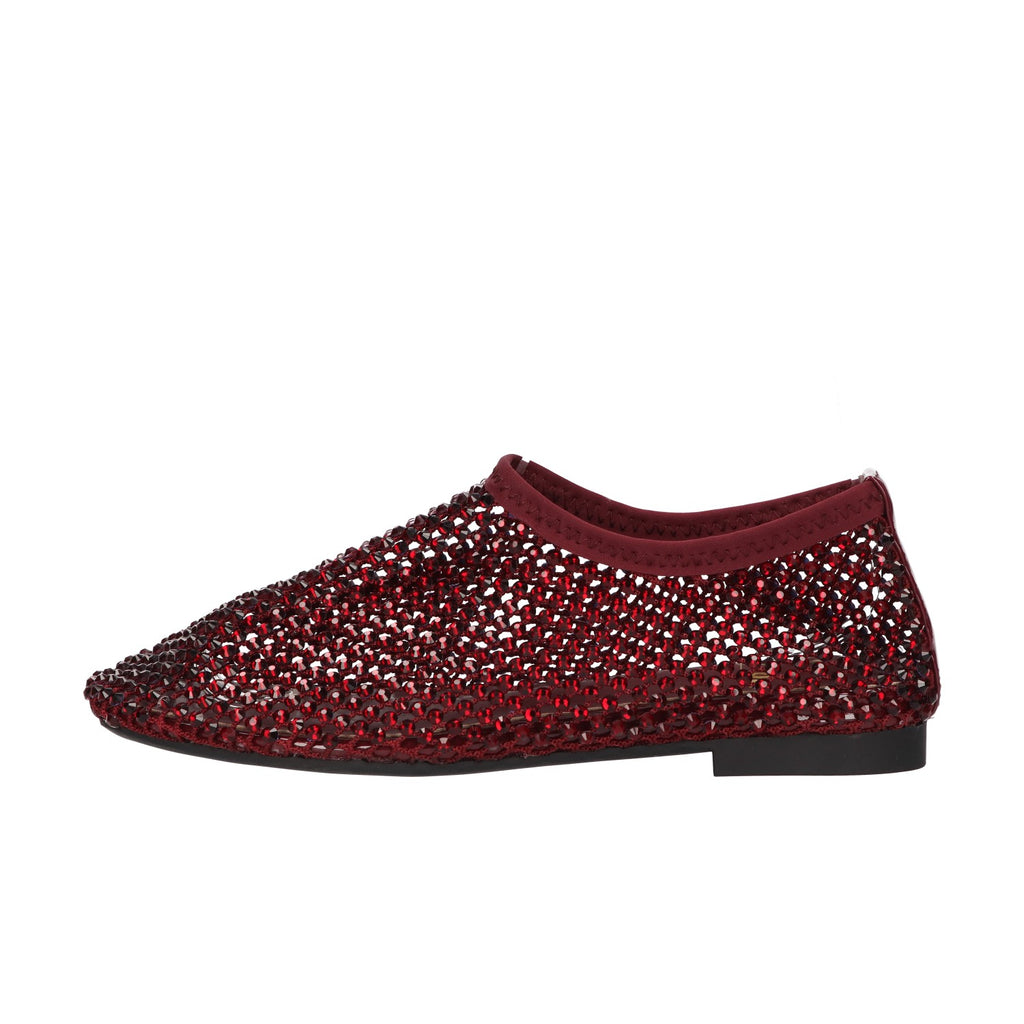 Flats met steentjes bordo mesh