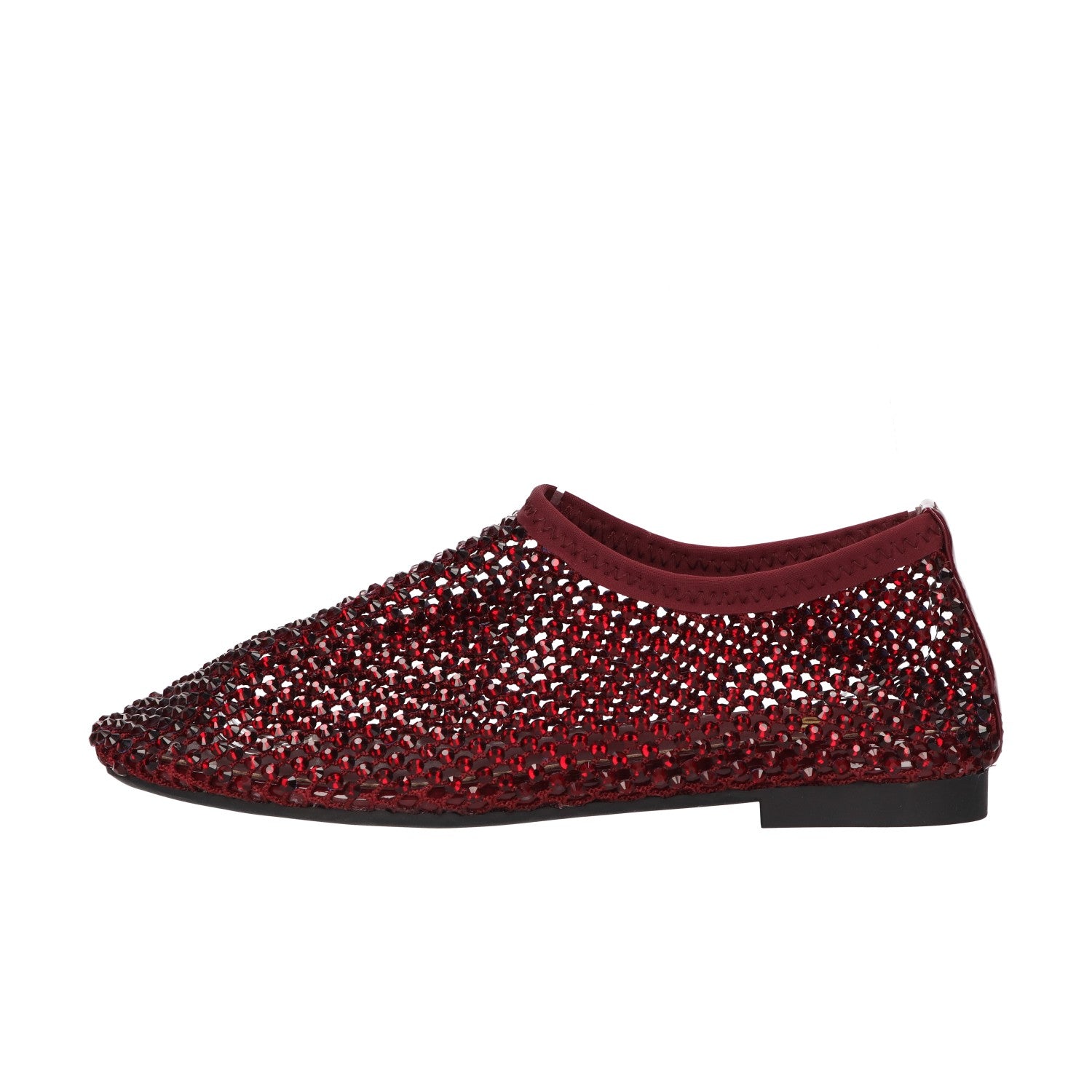 Flats met steentjes bordo mesh