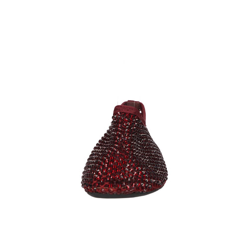Flats met steentjes bordo mesh