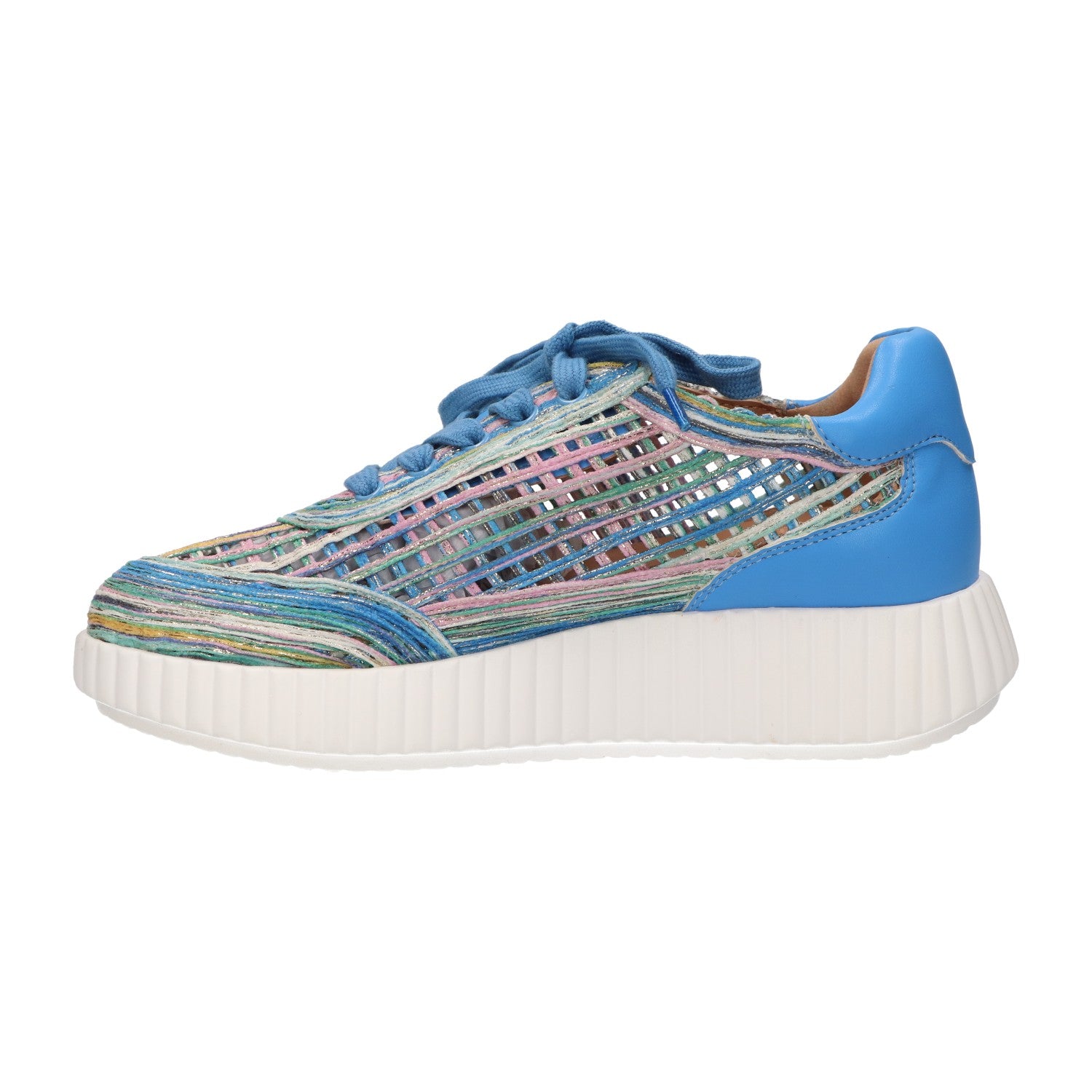Sneaker blauw multi textiel