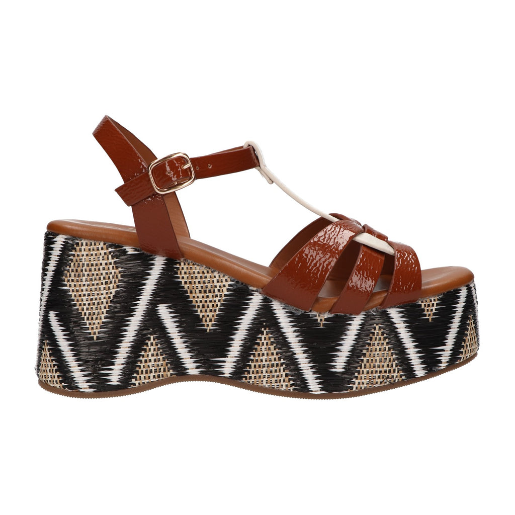Platform sandaal cognac synthetisch