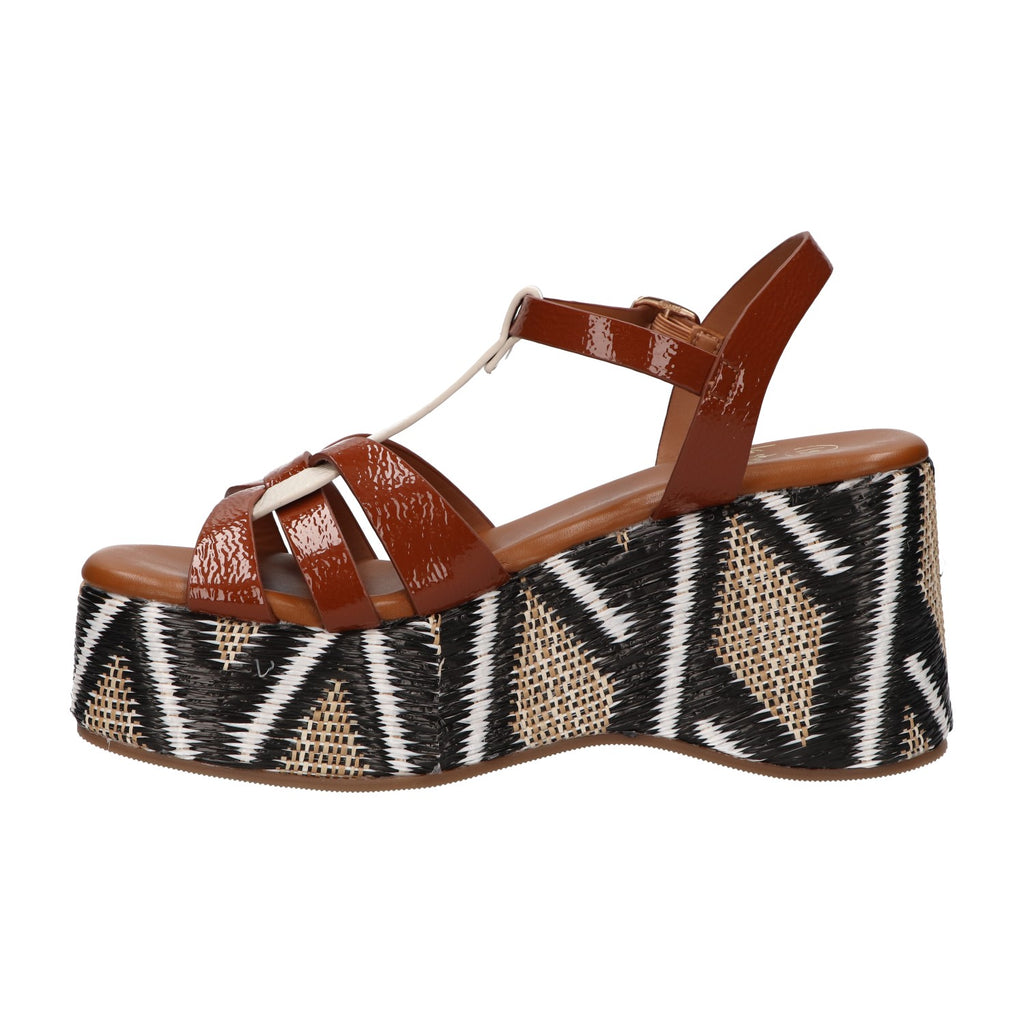 Platform sandaal cognac synthetisch