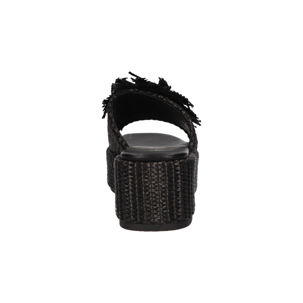 Platform sandaal zwart raffia