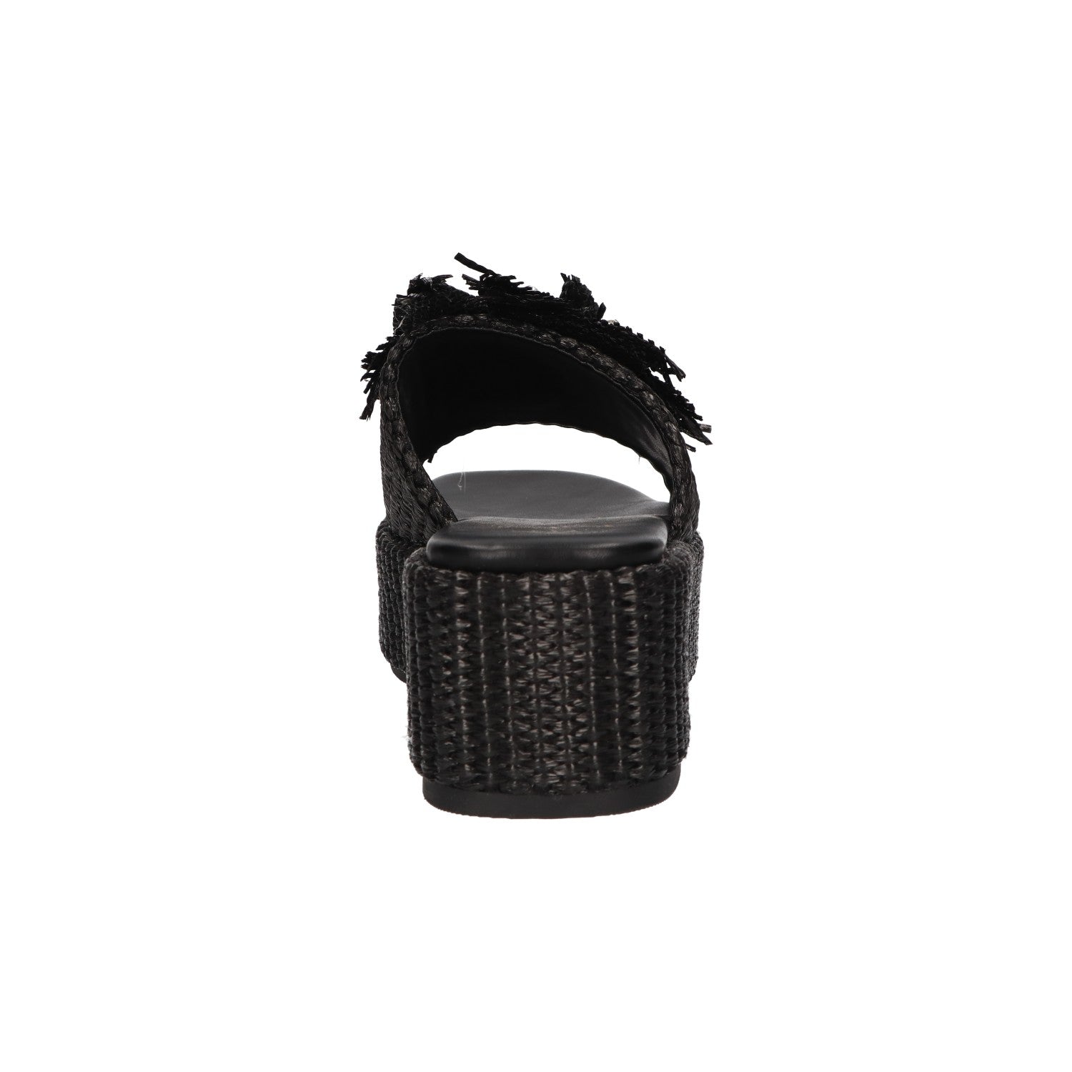 Platform sandaal zwart raffia