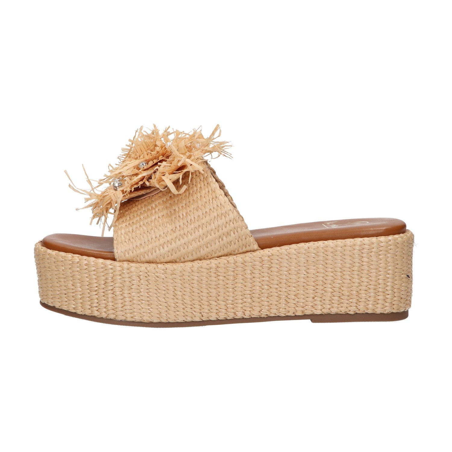 Platform sandaal beige raffia