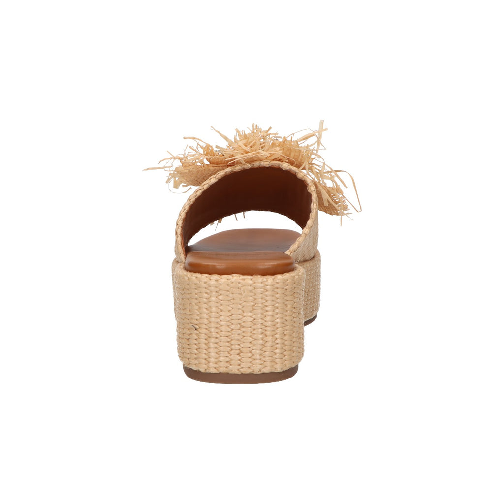 Platform sandaal beige raffia
