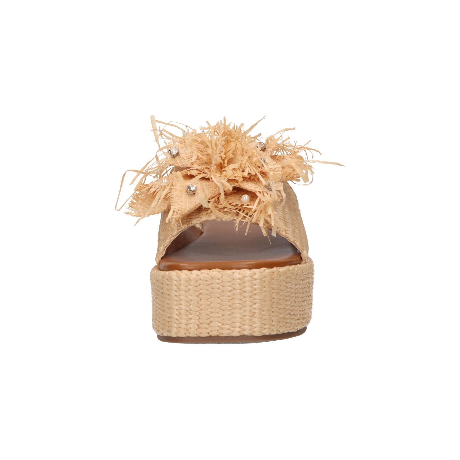 Platform sandaal beige raffia