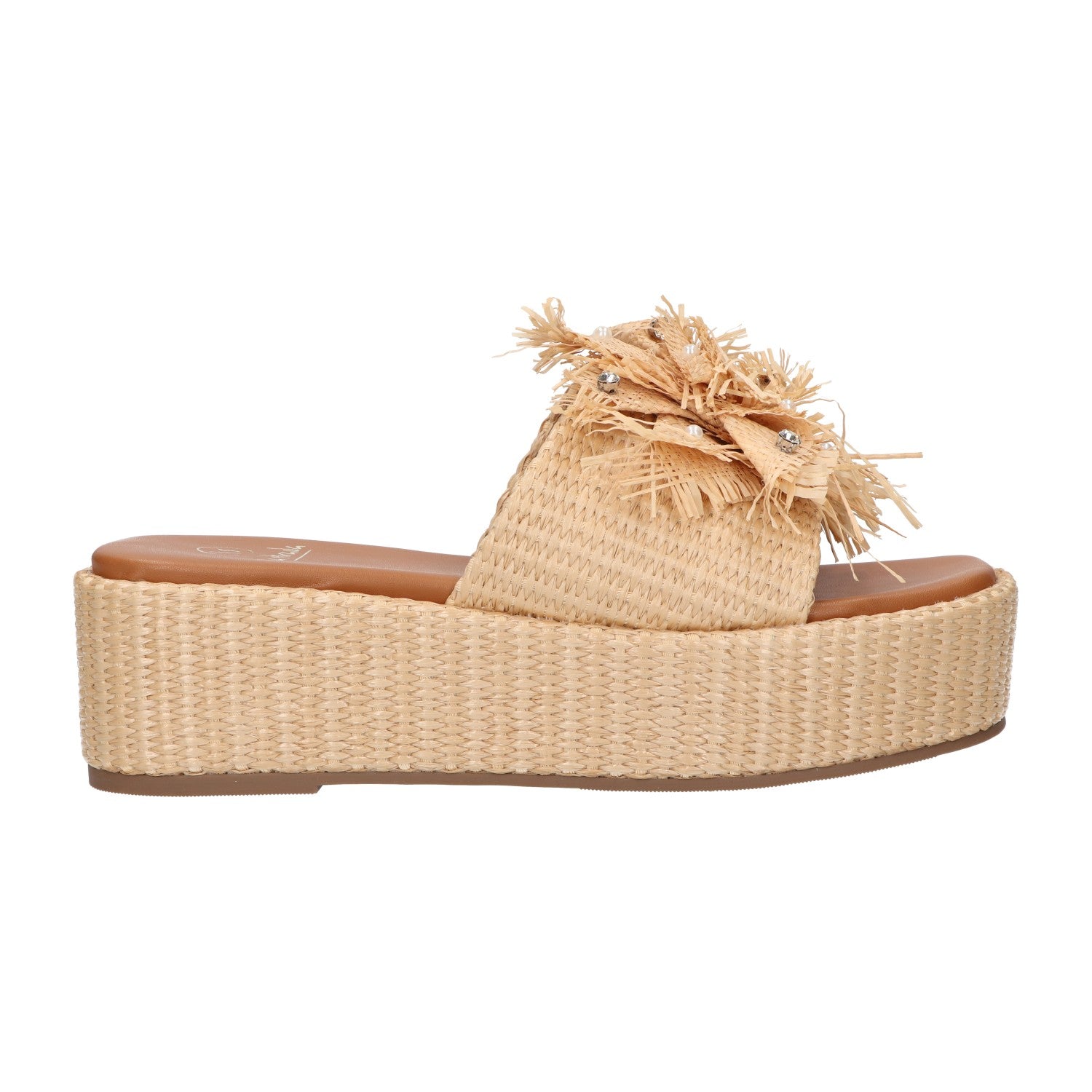 Platform sandaal beige raffia