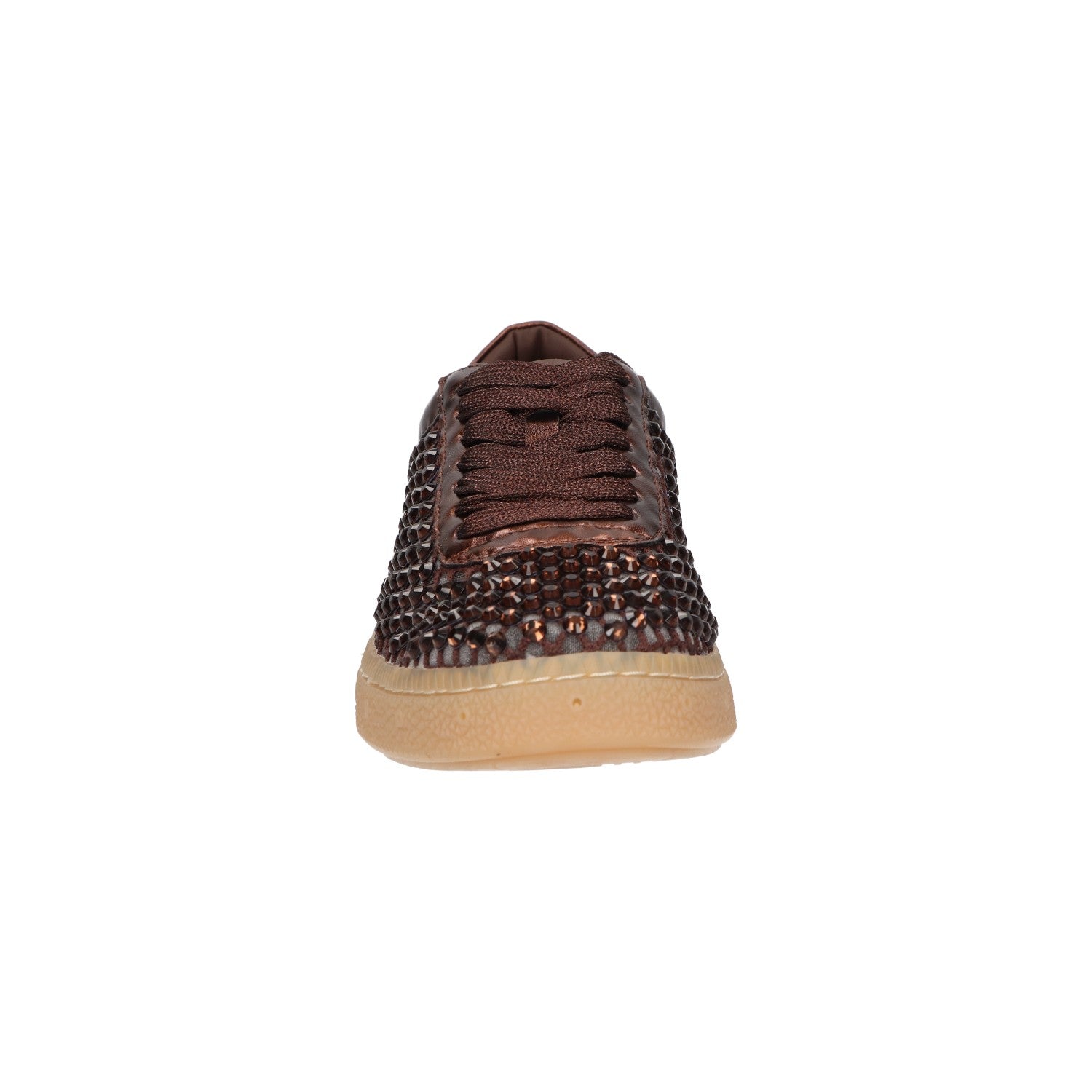 Sneaker met steentjes bruin mesh