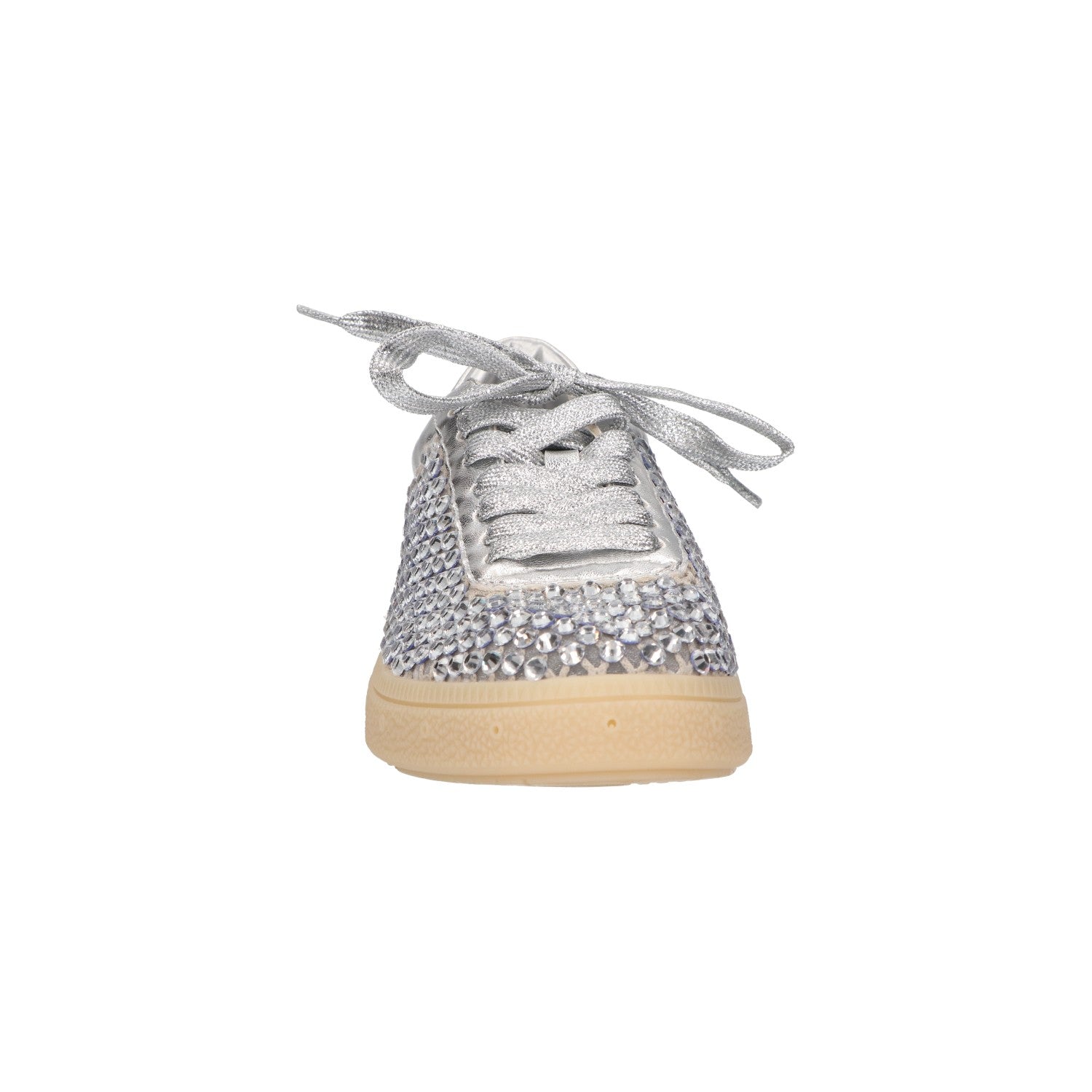 Sneaker met steentjes zilver mesh