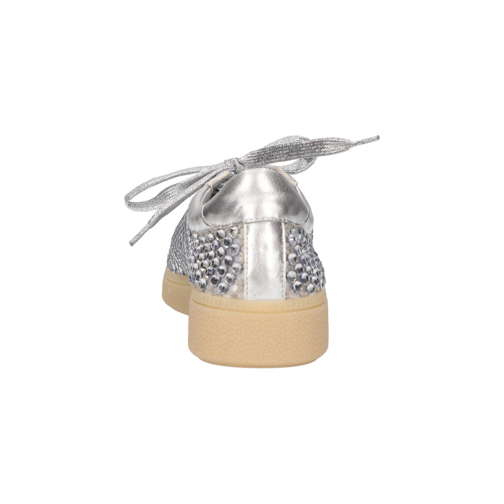 Sneaker met steentjes zilver mesh