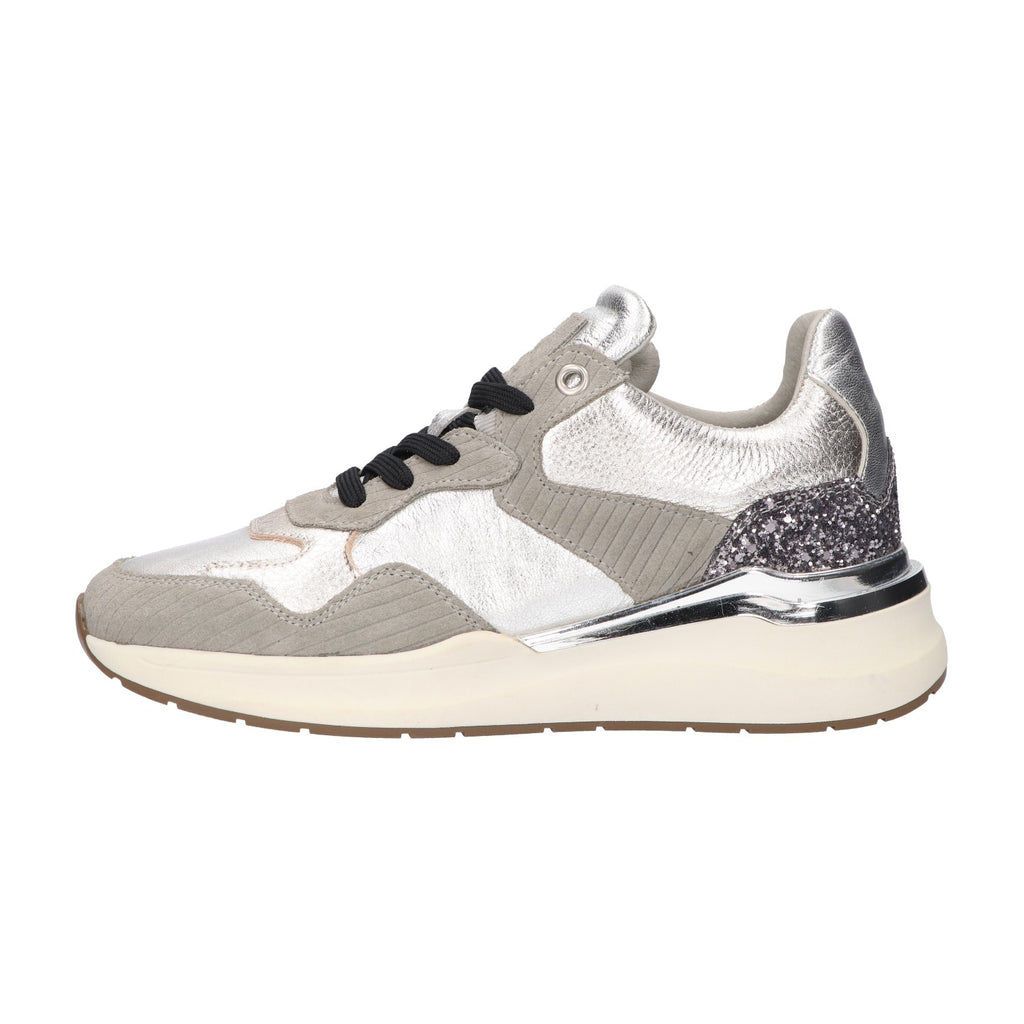 Sneaker zilver grijs leer
