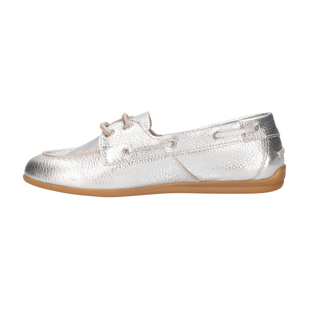 leren mocassin – zilver metallic