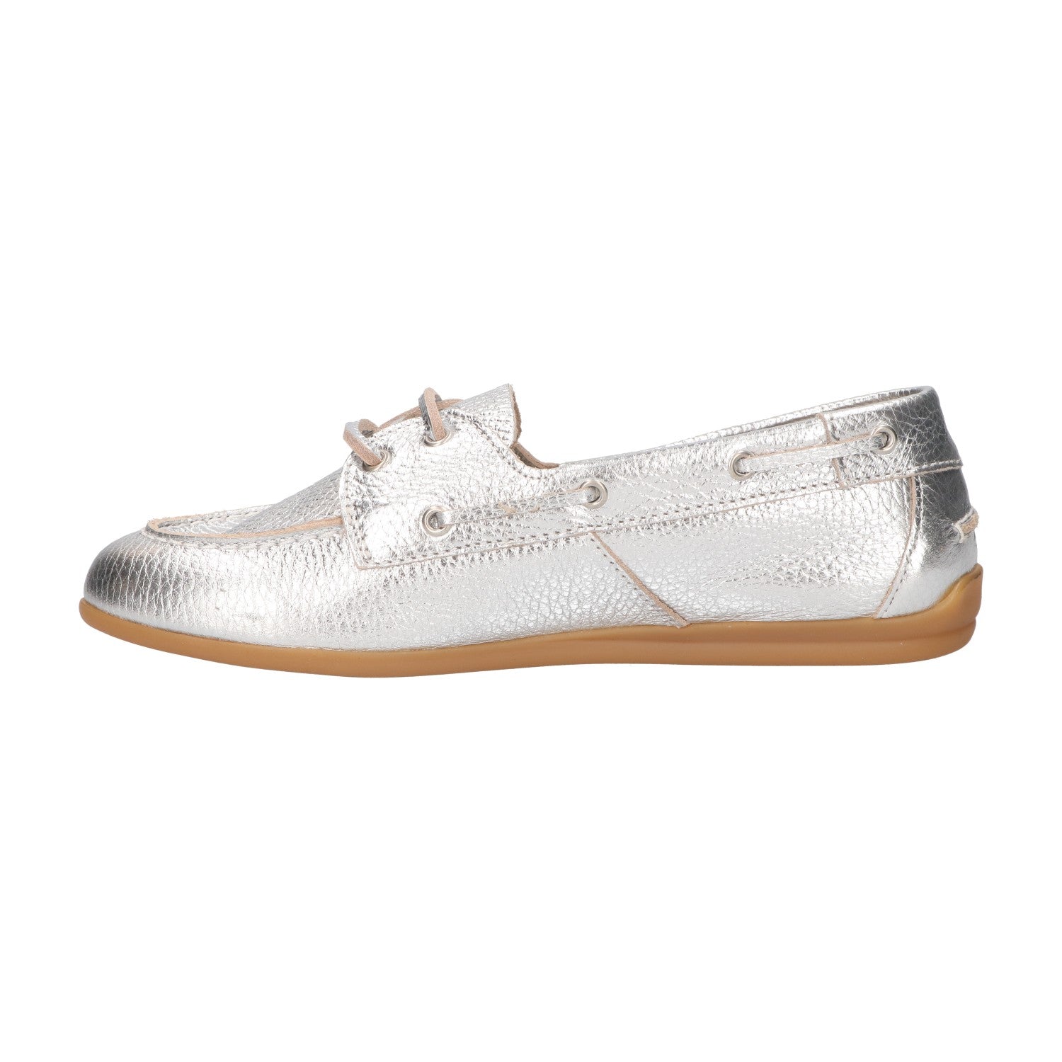 leren mocassin – zilver metallic