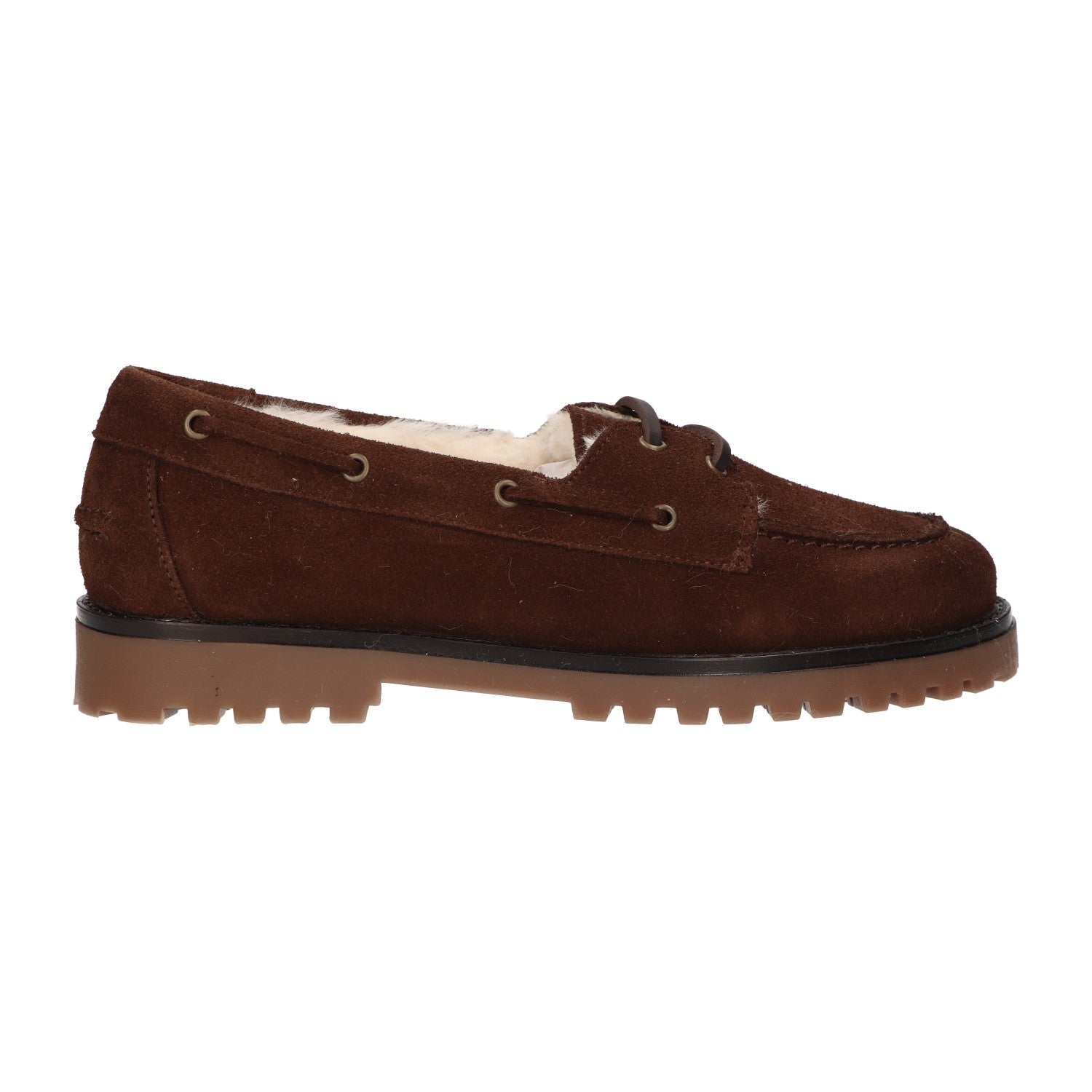 Mocassin met bont bruin suede