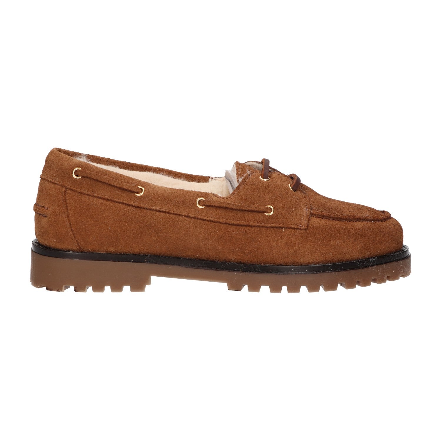 Mocassin met bont camel suede