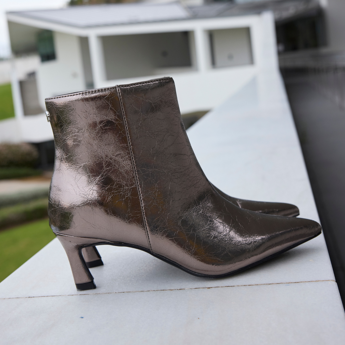 Enkellaars pewter syntetisch