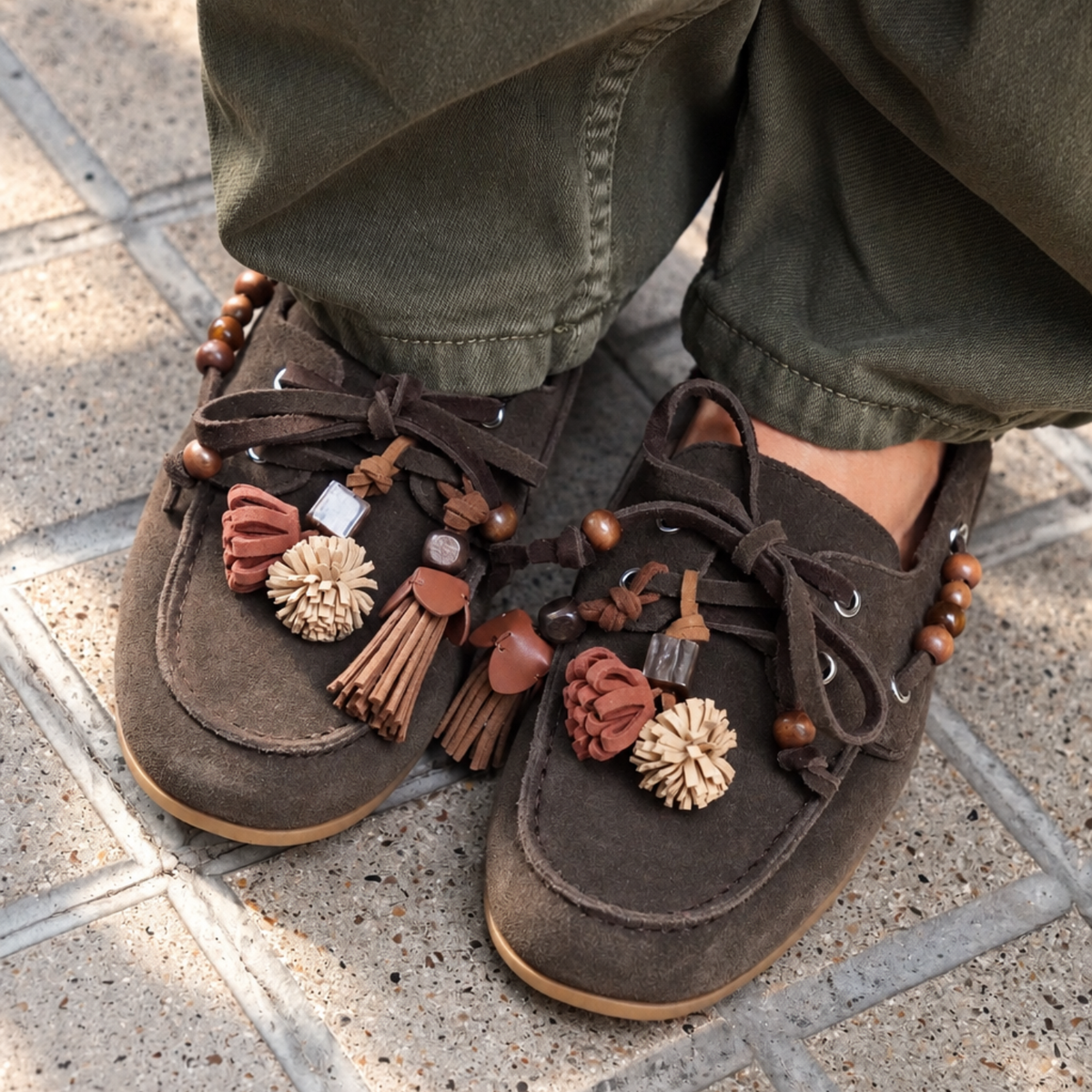 Mocassin bruin leer